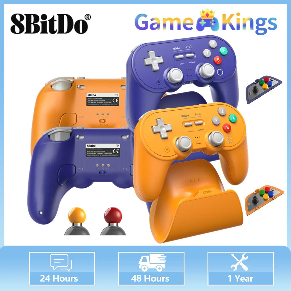 Адаптер 8BitDo 2,4G, контроллер Pro 3, Bluetooth-геймпад с зарядной док-станцией для Apple iOS для Switch/Windows 10 Android/SteamOS Видеоигры и аксессуары