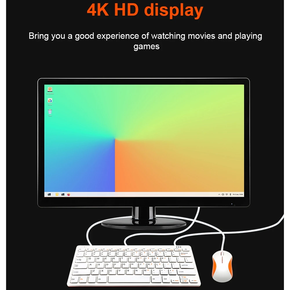 Для Orange Pi 800 Mini PC 4 Гб LPDDR4 RAM 64 Гб EMMC 6-ядерный 64-бит Rockchip RK3399 макетная плата ПК клавиатура с европейской вилкой