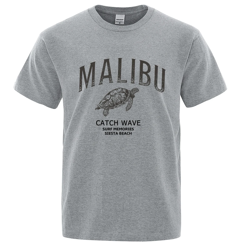 Мужская свободная футболка Malibu Catch, Повседневная летняя дышащая футболка большого размера с принтом морской черепахи, 100% хлопок