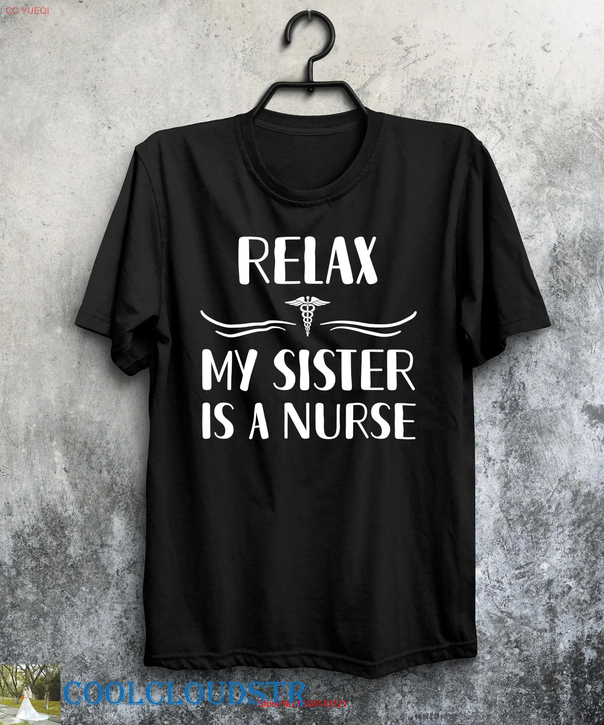 Футболка медсестры для мальчиков и девочек Relax My Sister Is A для с длинными или короткими рукавами