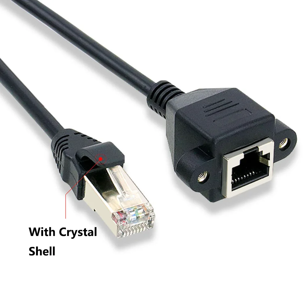 Кабель Ethernet RJ45 из чистой меди, штекер-гнездо, удлинитель CAT5E, медный Сетевой провод с отверстиями для винтов, кристальная оболочка