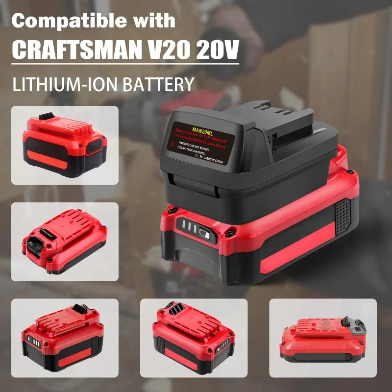 Фото Адаптер MAN20ML для аккумулятора Craftsman 20 В, преобразует в аккумуляторы Milwaukee M-18 48-11-1812 48-11-1850 48-11-1852 48-11-1862 №3