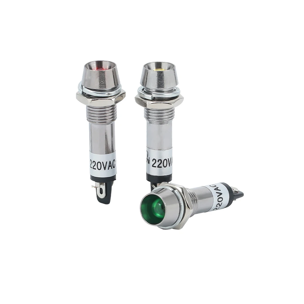 XD8 8 мм Mini Indistrial Light с вогнутой головкой, металлический сигнальный пилотный светильник, чистый цвет, светодиодная лампа высокой яркости, пилотная лампа AC12/24/220V