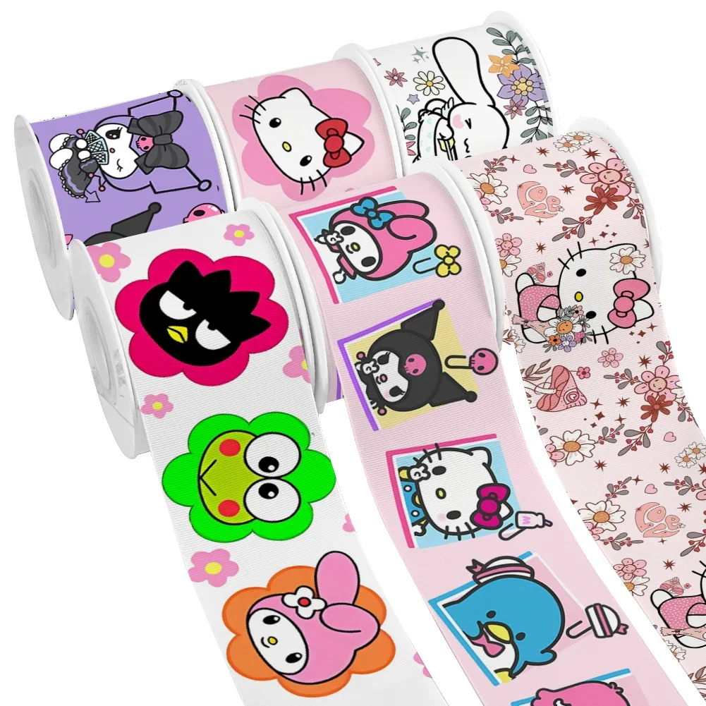 Sanrio Kitty Melody мультяшный персонаж печатная корсажная лента для DIY девушки головной убор банты 10 ярдов атласная лента