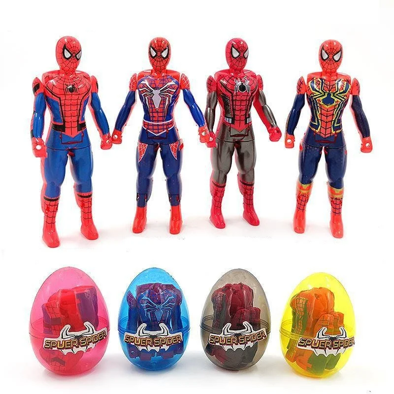 Фото Игрушки Marvel «мстители» 12 шт., Человек-паук, Железный человек, Тор, Халк, Капитан Америка, игрушки-трансформеры в виде яйца, подарок для детей №3