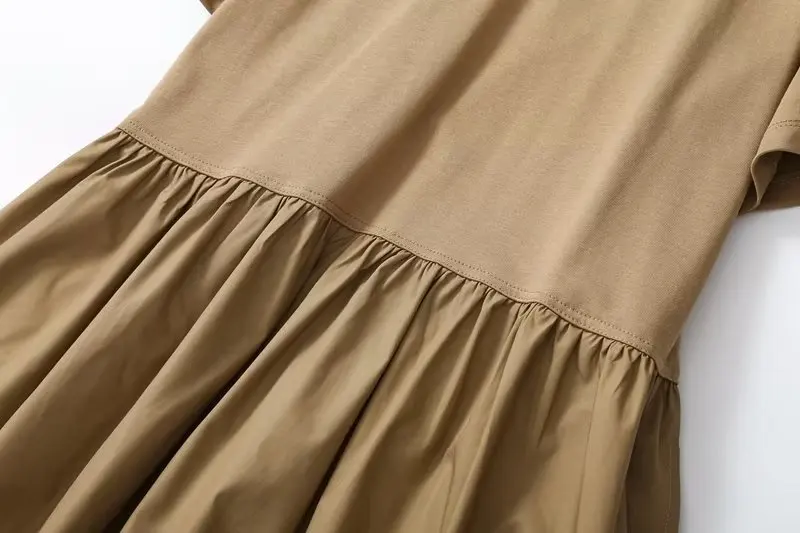 Фото Maxdutti модное женское платье женское простое хлопковое платье с талией свободное повседневное с круглым вырезом средней длины №4