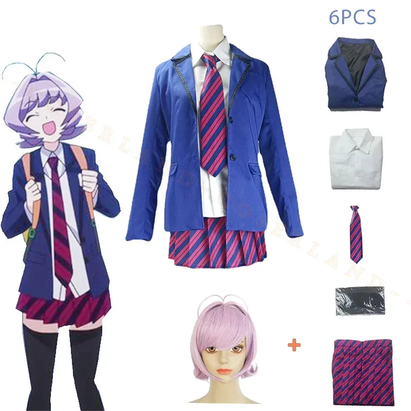 Najimi Osana High School JK Uniform Аниме Komi Can't Communicate Косплей Костюм Юбка Комплект Синий Костюм Розовый Короткий Парик Волосы Gi jueg