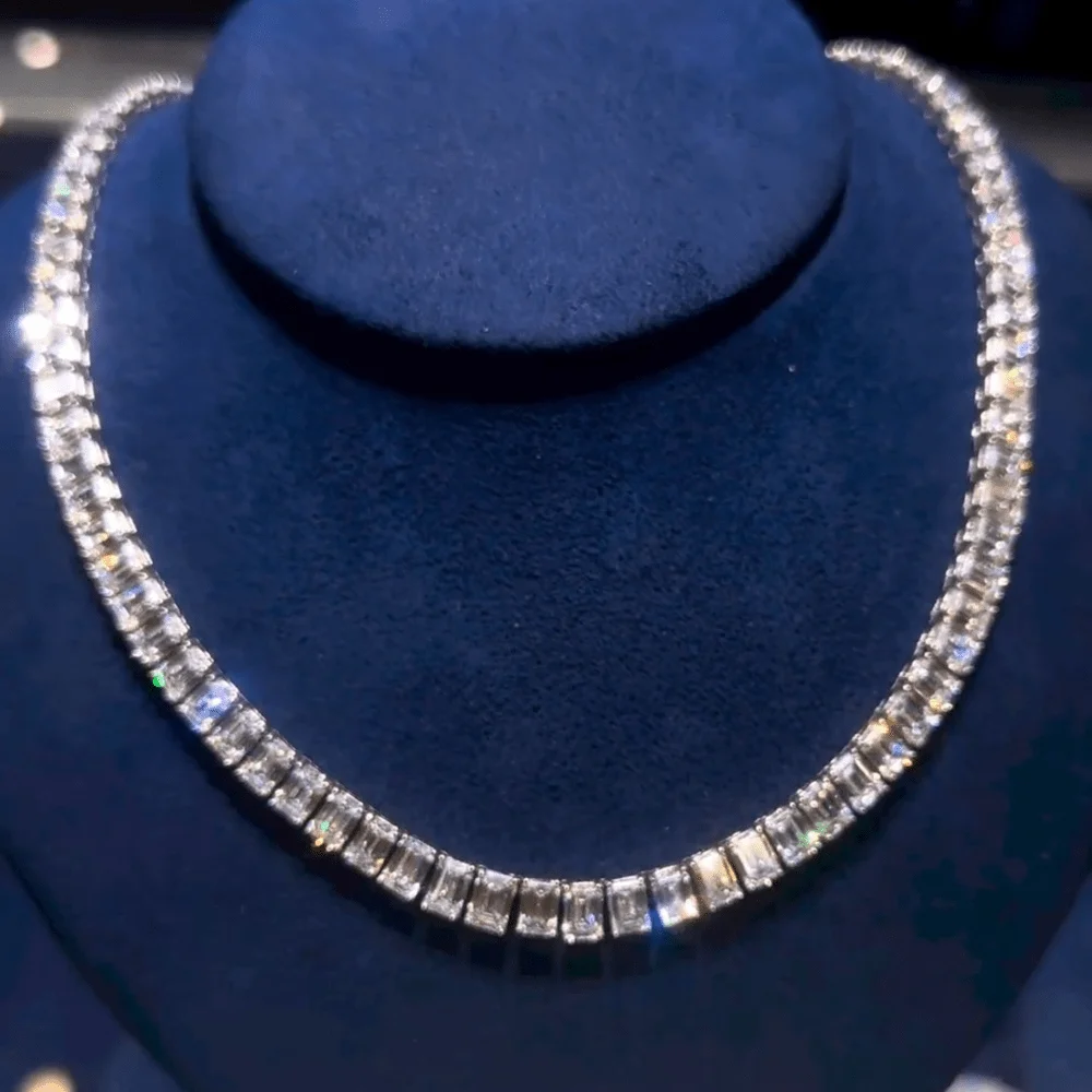 Фото Iced Out из стерлингового серебра 925 пробы по индивидуальному заказу на 50, изумрудный бриллиант с белыми бриллиантами, унисекс, цепочка в стиле хип-хоп №2