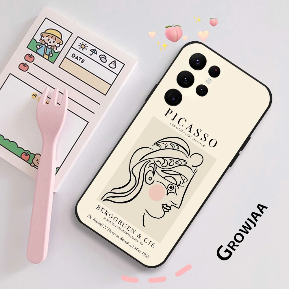 Фото Чехол для телефона P-Picasso с абстрактной художественной росписью для Samsung Galaxy S24 Ultra S22 S23 Ultra S21 S20 5G, защитный силиконовый чехол из ТПУ №4