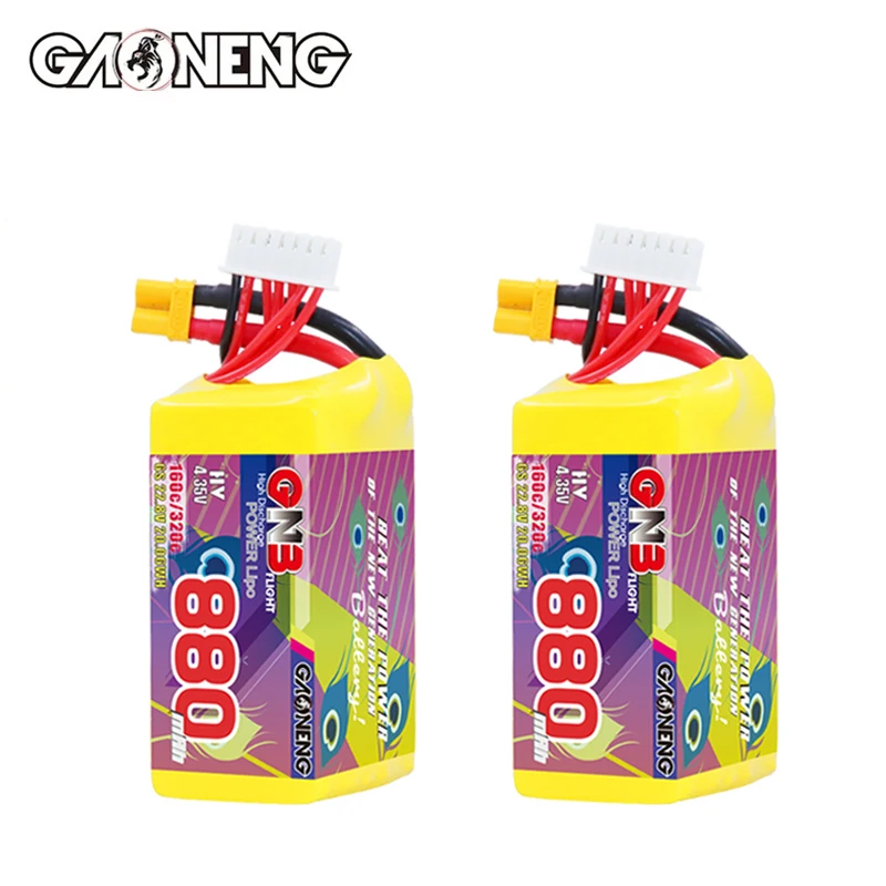 1/2 шт. GNB 6S 22,8 В 880 мАч 160C/320C LiPo аккумулятор с разъемом XT30 для FPV дрона квадрокоптера самолет вертолет радиоуправляемые детали аккумулятор