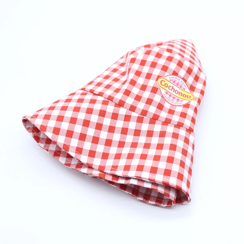 Фото Topi Bob Cochonou kotak-kotak merah cantik wanita, topi декабря musim panas dewasa kasual katun reversibel luar ruangan grosir №3