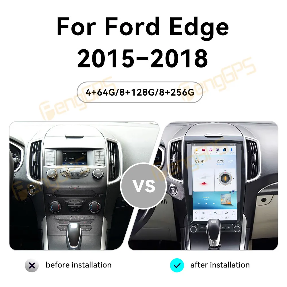 Фото Беспроводной Carplay Android Auto для Ford Edge 2015-2018 автомобильный радиоприемник мультимедийный видеоплеер AI экран GPS-навигация автомобильные аксессуары №4