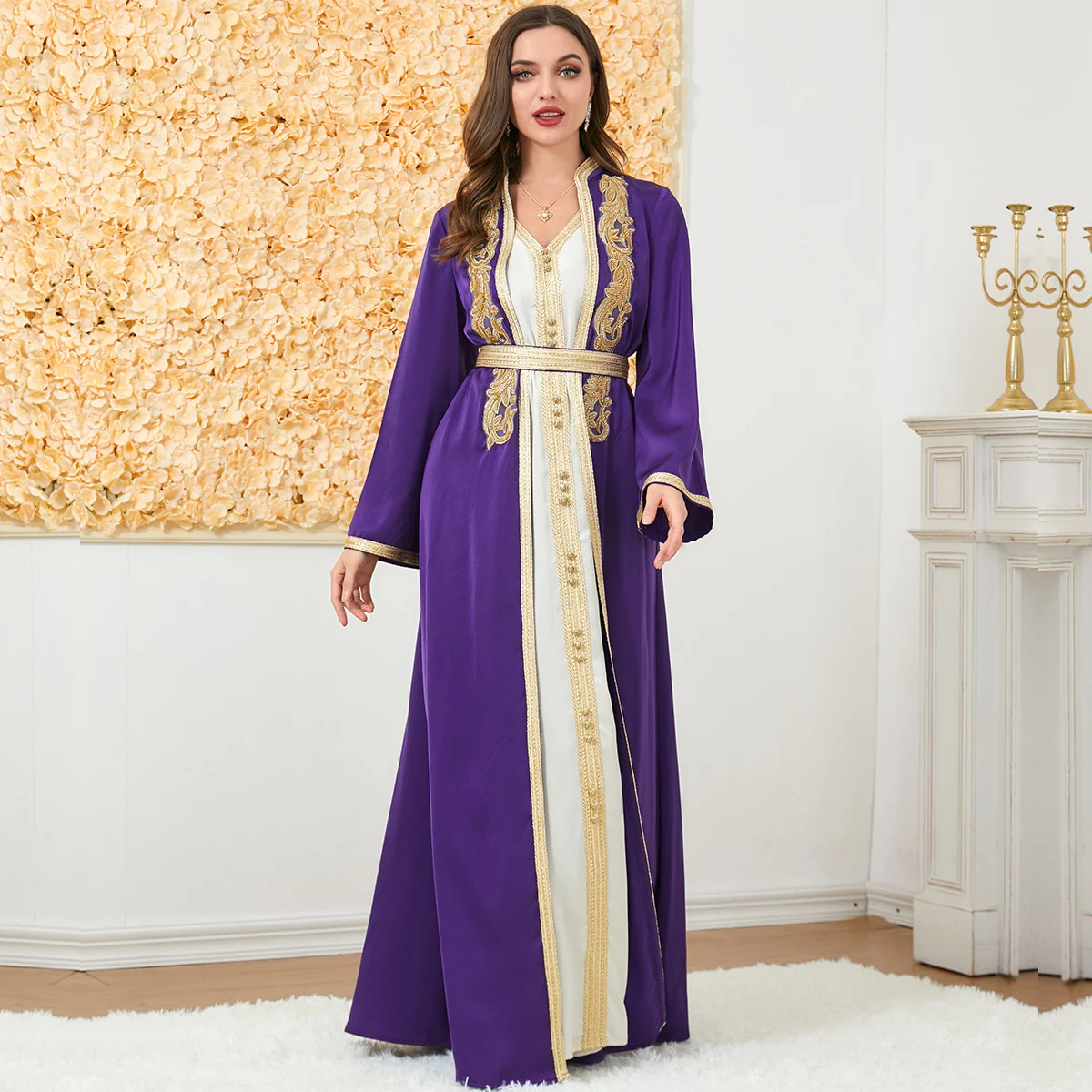 Платье-Кафтан Abaya для свадьбы, новинка, Женская Одежда для танцев Musim, Осень-зима, платье из двух частей с длинным рукавом, женская одежда (art.: 3920bf116be1e) - 3920bf116be1e