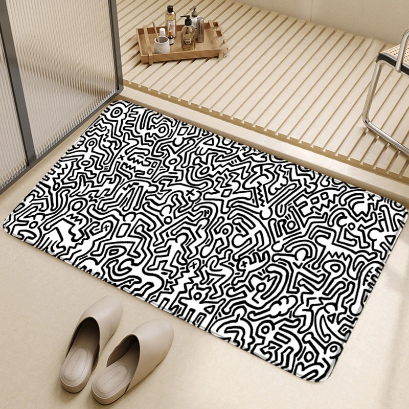 B-Keith Haring Граффити Тумбочка Ковер Нескользящий Коврик Для Ванной Комнаты Коврик Для Входной Двери Гостиная Домашний Деко...