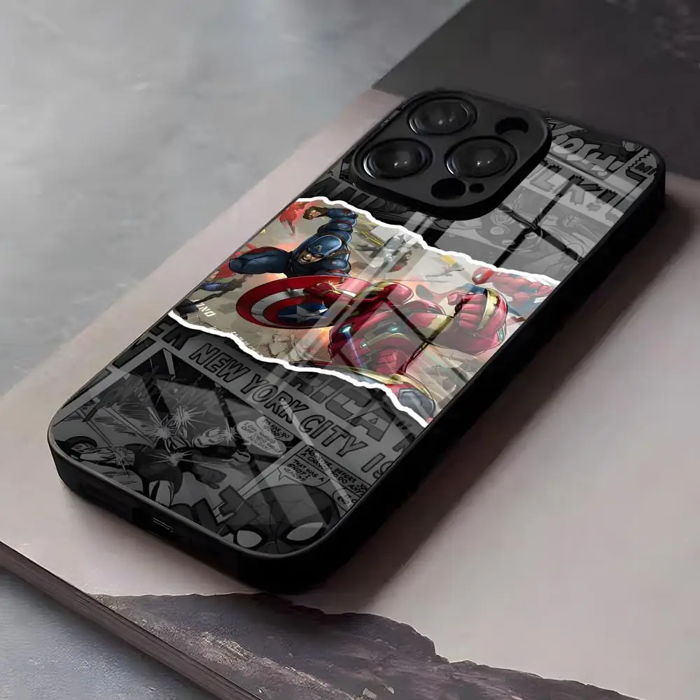 Чехол для телефона P-Pahlawan Super Marvel для IPhone 17 Pro Max 16 15 14 Pro Max 13 11 X Xs Xr 8 7 Plus, стеклянный чехол