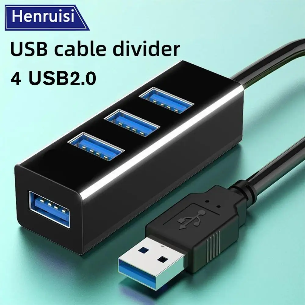 Фото Концентратор питания USB 2,0, концентратор питания с 4 портами, USB-адаптер для ПК, ноутбука, компьютера, аксессуары, USB-разветвитель ABS, USB 2,0, аксессуары для компьютера №2