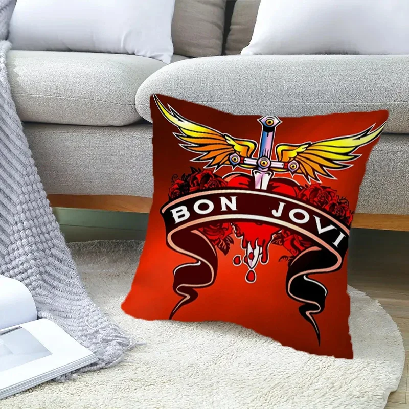 Декоративные подушки для дивана, Короткие Плюшевые наволочки 45x45 B-Bon Jovi, двухсторонний, искусственный корпус 45*45, наволочка