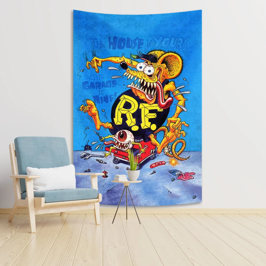 Модный гобелен Rat Fink, забавный подарок для друга, бара, мотоцикла, клуба, пещера, дома, гаража, спальни, игровой комнаты, настенный гобелен, Декор