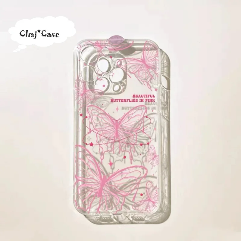 Чехол для телефона Clmj INS с корейской бабочкой для iPhone 13 Mini 11 12 Pro 14 Plus Se 2020 X XS Max XR 7 8, мягкий силиконовый защитный чехол