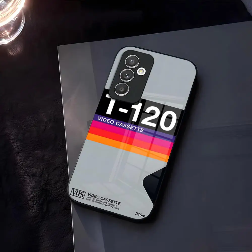 Эстетический чехол для телефона в стиле ретро Vhs Tape Glass для Samsung Galaxy S23 S24 S25 S21 S22 S20 Ultra Fe Plus A34 A54 A24 A52 A16 A53 M54 C