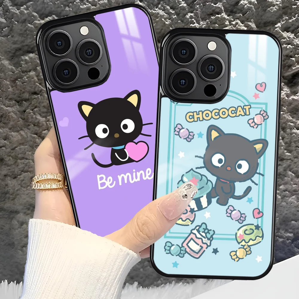 Чехол для телефона S-Sanrio C-Chococat для iPhone 16, 15, 14, 13, 12, 11 Pro Xs Max Mini Plus, противоскользящий, противоударный, жесткий, принципиально