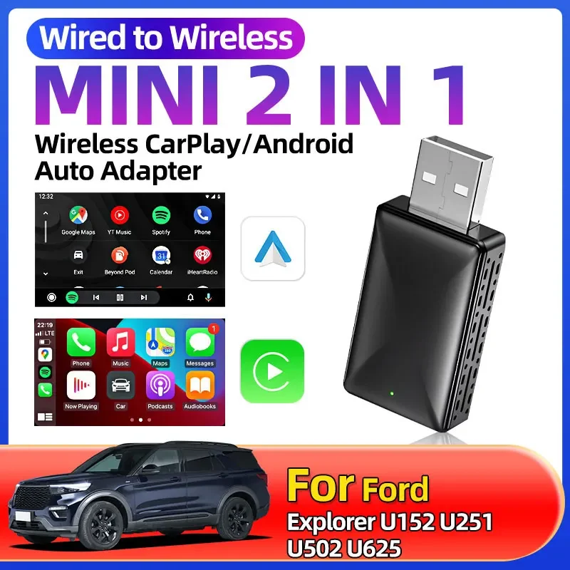 Для Ford Explorer U152 U251 U502 U625 Беспроводной адаптер CarPlay Android Беспроводной адаптер Smart Mini Box Plug and Play WiFi Быстрое подключение