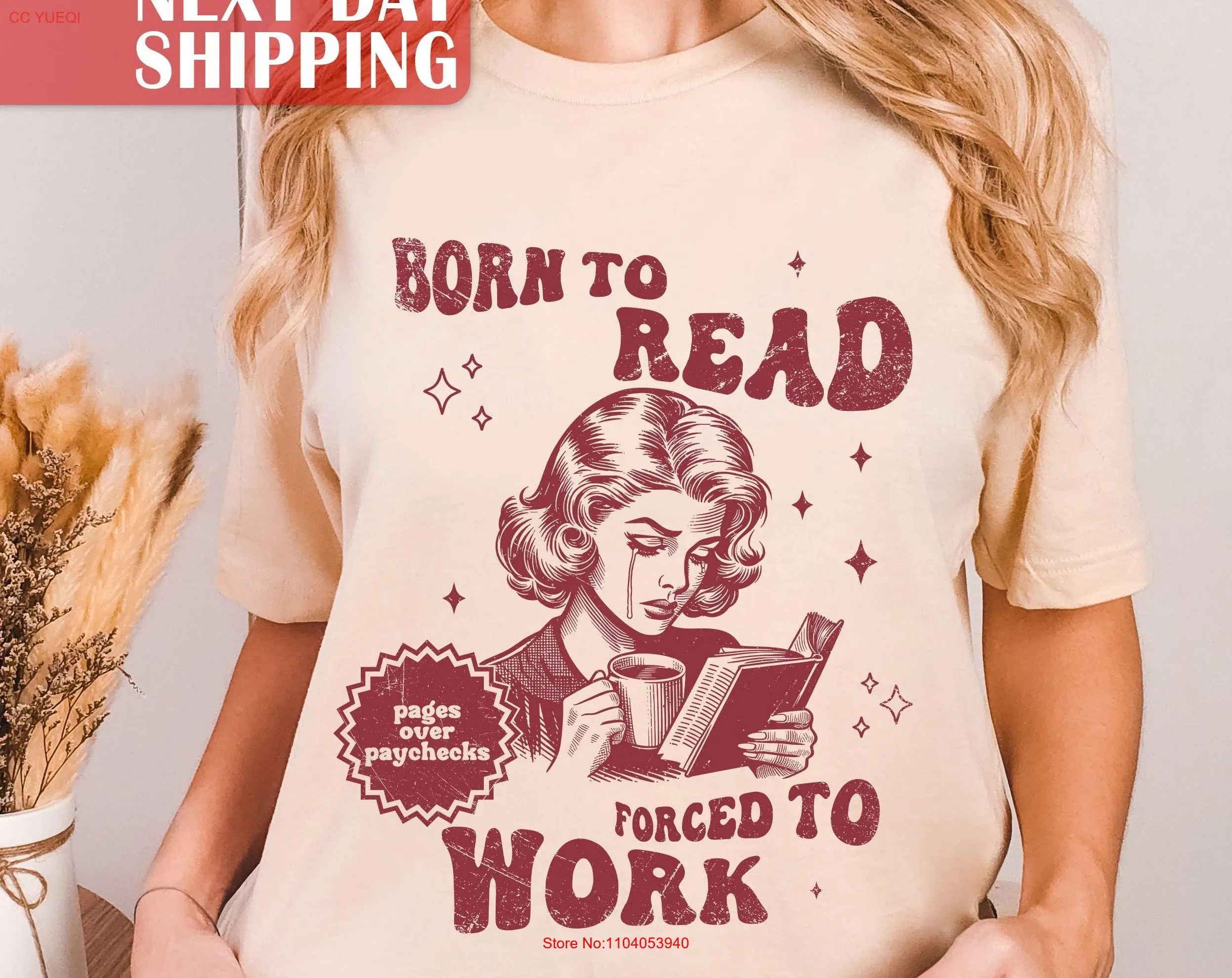 Футболка Born To Read Bookish Funny Reader Book Addict Lover For Her Dark Romance Spicy Books Nerd с длинными или короткими рукавами