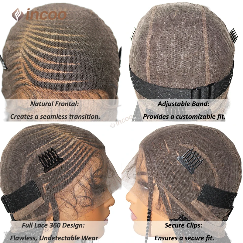 Боковая часть Cornrow Braids Синтетические парики для женщин Полный парик фронта шнурка Коса Африканские волосы Коробка без узлов Плетеные парики Светлый парик (art.: 3920cb9c8ab75) - 3920cb9c8ab75