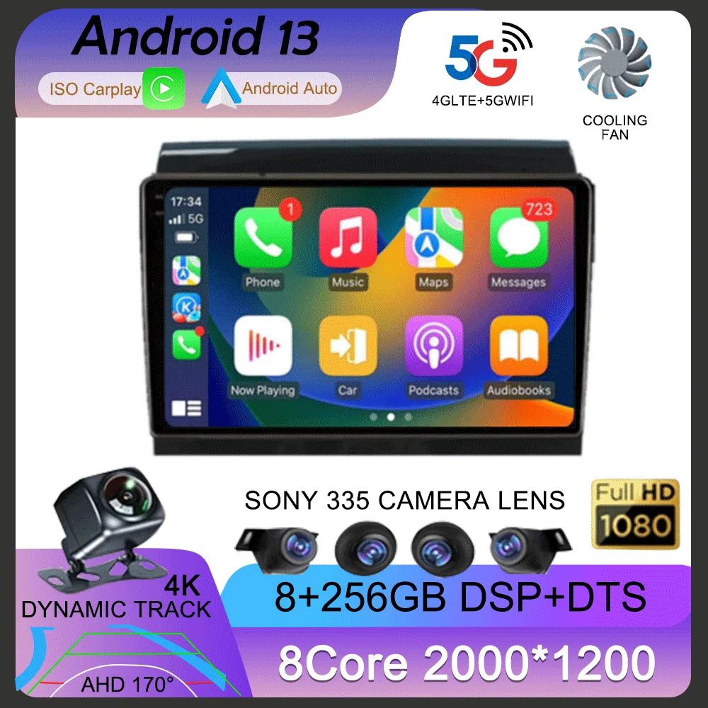 Автомагнитола Carplay 2 Din на Android 13 для FIAT Ducato Citroen Jumper Peugeot Boxer 2007-2015, мультимедийный видеоплеер, стерео BT