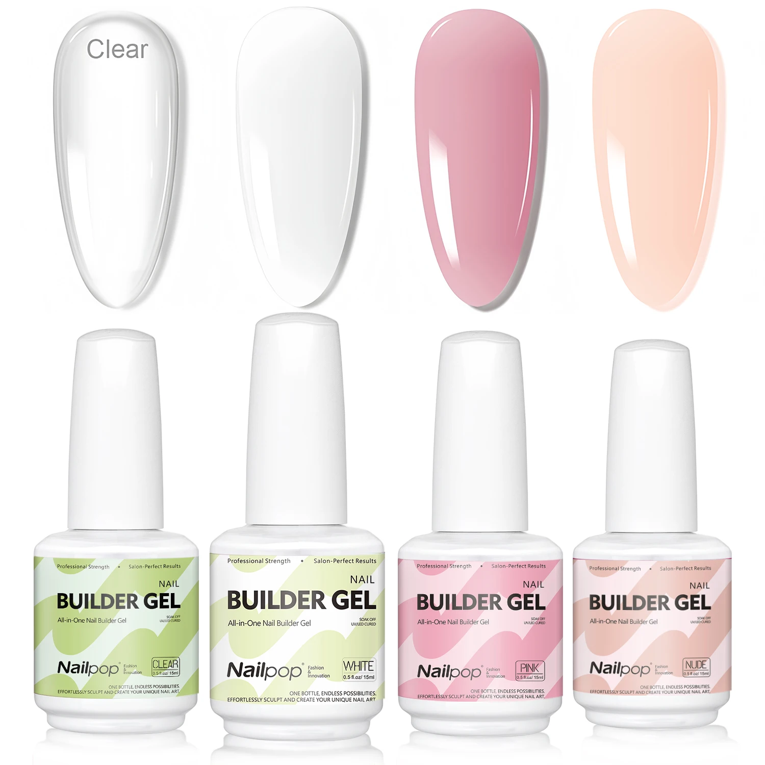 Nailpop 7 в 1 Гель для наращивания, многоцветный, прозрачный, белый, розовый, телесный, 15 мл, усилитель для ногтей и наращивания, УФ-гель для домашнего салона своими руками