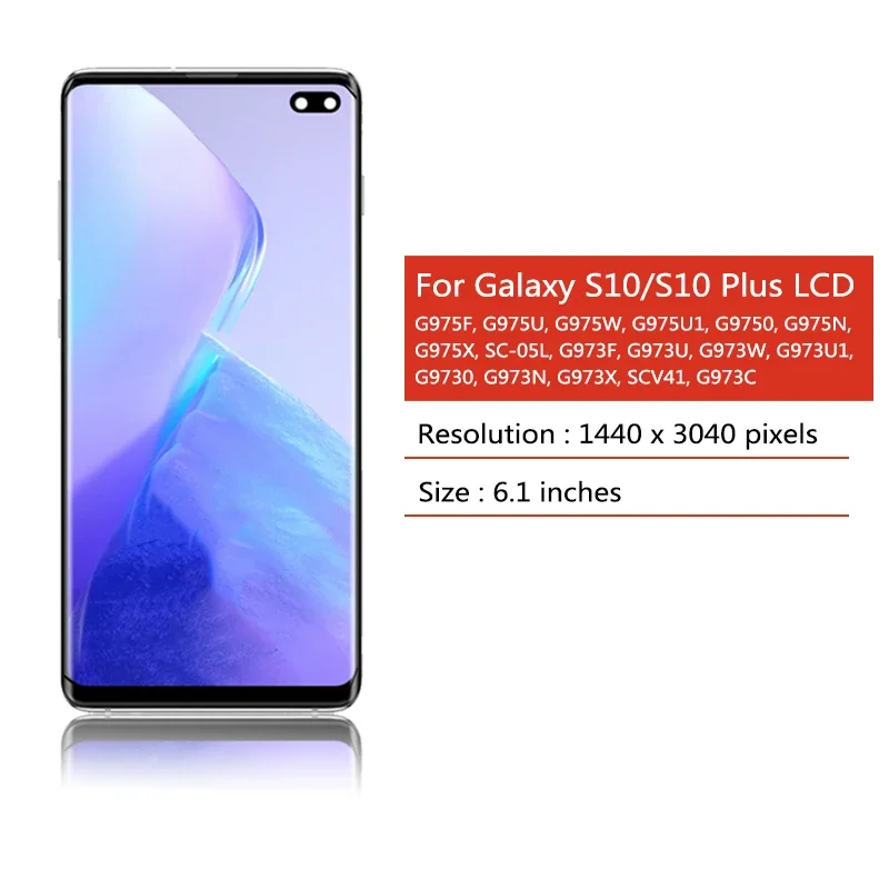 Pop TFT Quality S10 Plus Дисплей для Samsung S10+ G975F ЖК-дисплей Цифровой сенсорный экран для Samsung S10 G973F Дисплей с рамкой