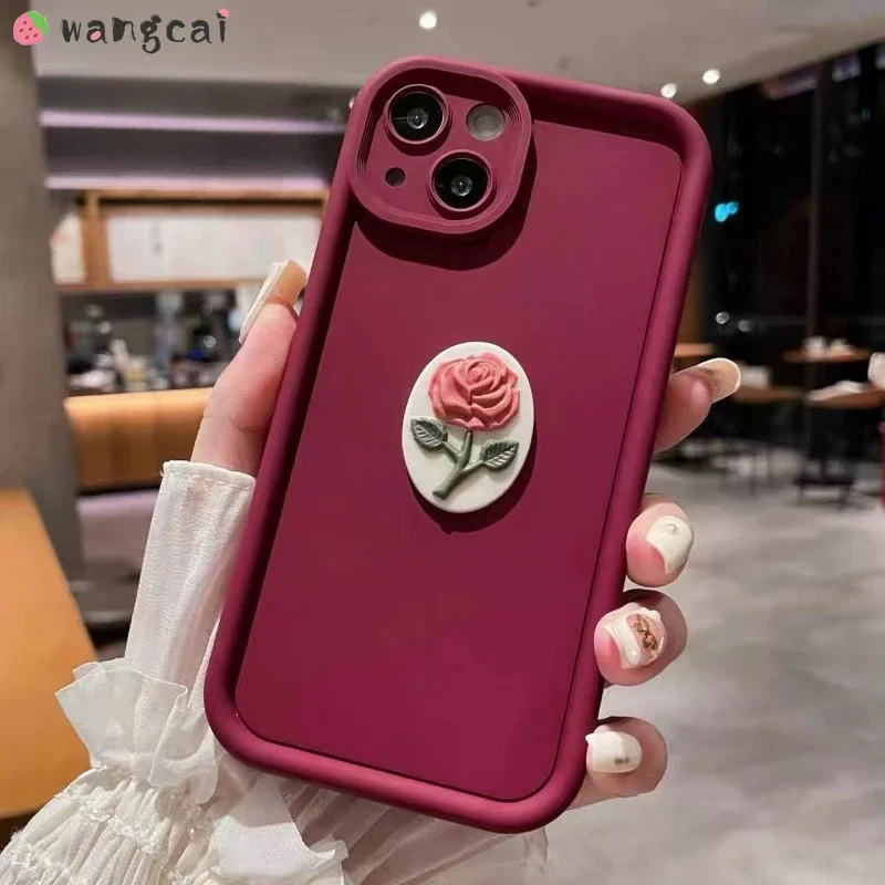 Фото Для OPPO Reno 12F 11F 12 11 F27 F25 Pro Realme GT Neo 6 SE 6T 5 Pro Find X8 X7 Ultra X6 Pro 3D матовый чехол с овальным цветком розы №4