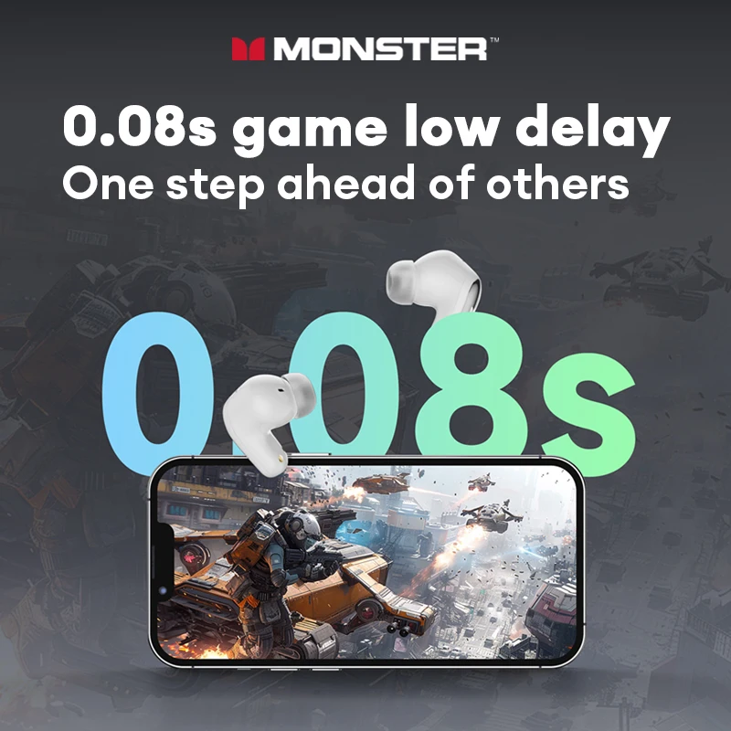 Фото Выбор Monster New MQT52 TWS Беспроводная Bluetooth 5.4 Гарнитура HIFI Стерео Игровые Музыкальные Наушники Говорящие Наушники с Шумоподавлением №5
