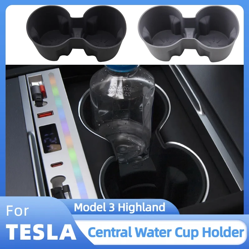 Центральный держатель для стакана с водой для Tesla Model 3 Highland 2024, водонепроницаемый противоскользящий органайзер на центральной консоли, силиконовый ограничитель для напитков