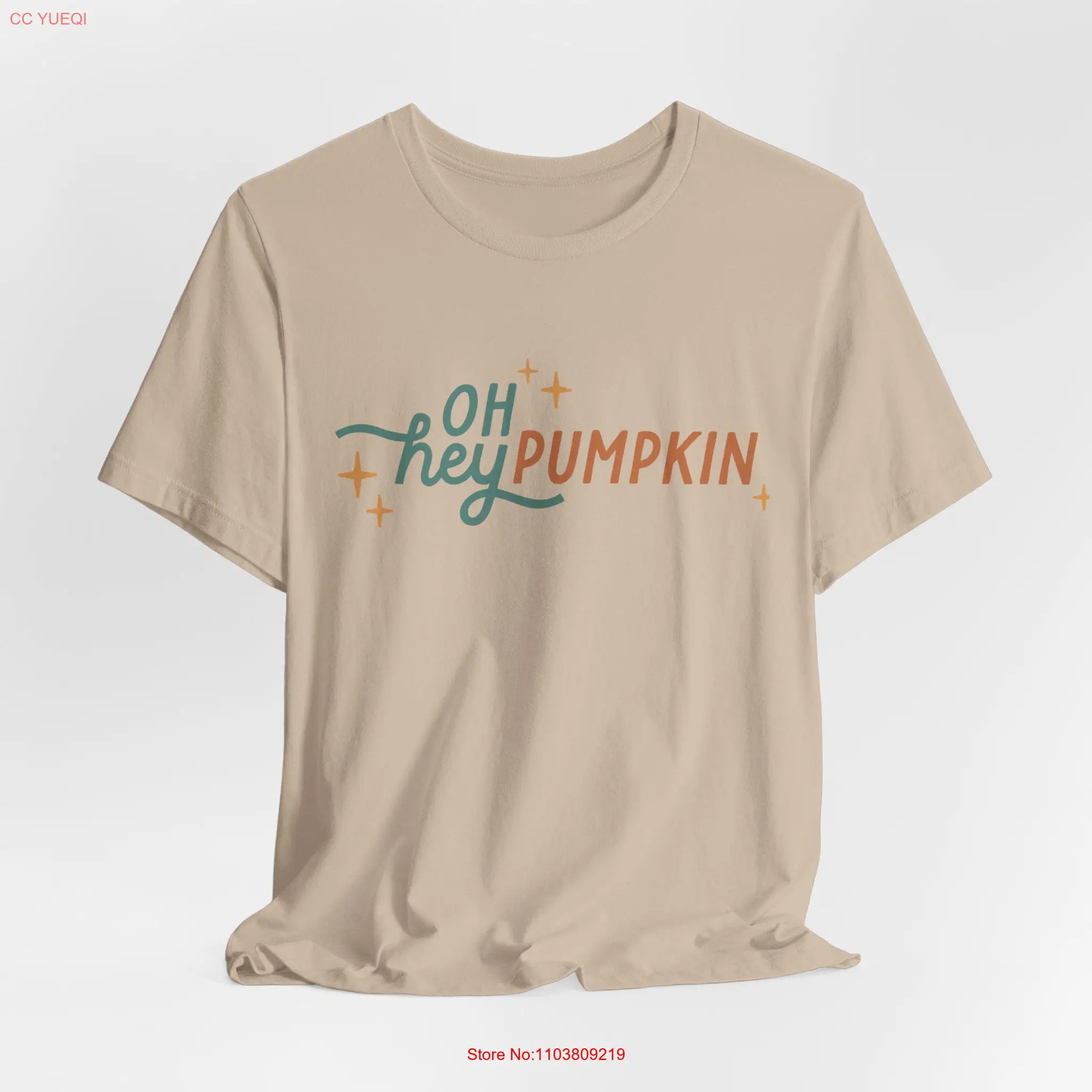 Oh Hey Pumpkin T Shirt Cute Fall Autumn Vibes Retro Cozy Fashion Thanksgiving Outfit long or short sleeves