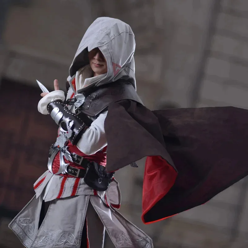 Горячий костюм для косплея Creed Ezio Assasin Connor, свитер, брюки, пальто, комплект из 16 предметов на Хэллоуин для мужчин, женщин, детей, индивидуальный заказ N20
