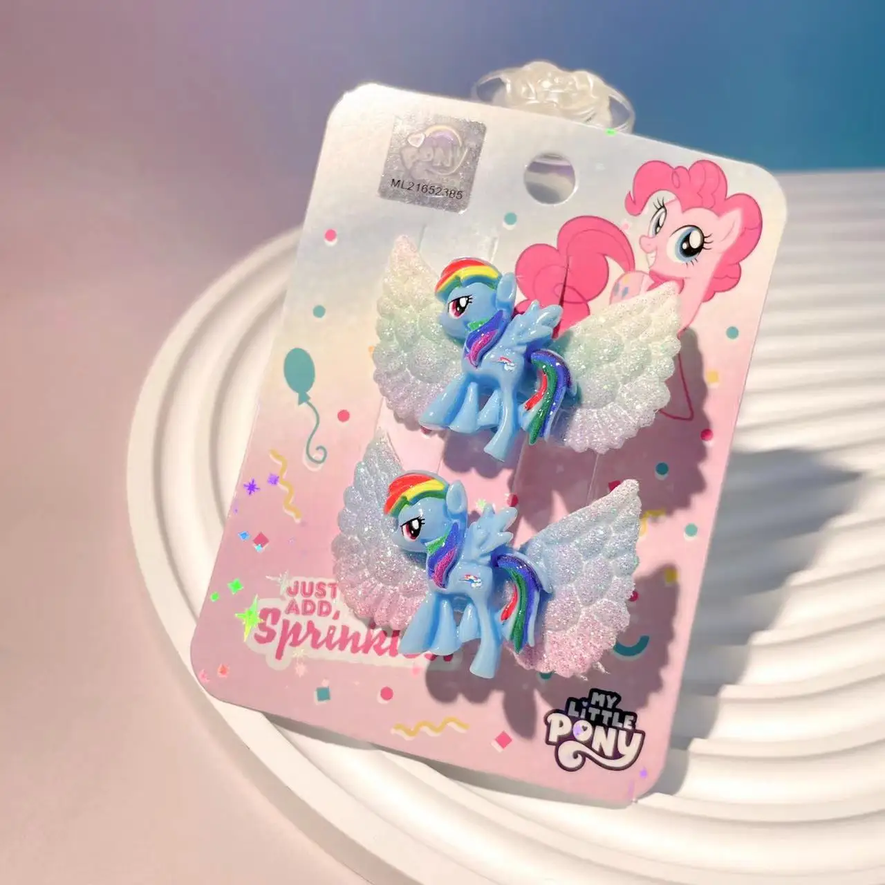 Фото 2 шт., заколка для волос My Little Ponys для девочек, новый зажим в стиле аниме с единорогом, детская заколка с челкой, модные головные уборы, аксессуары для волос, подарок для детей №3