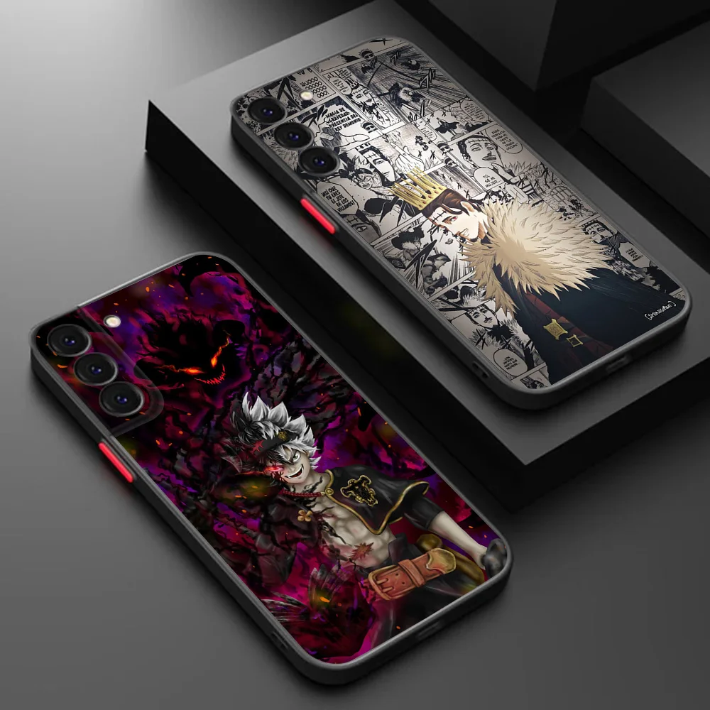 Матовый полупрозрачный чехол для телефона Samsung S25 S24 S23 A54 A71 A55 A72 A73 A51 A52 A53 Black Clover Anime Yami Protection Cover