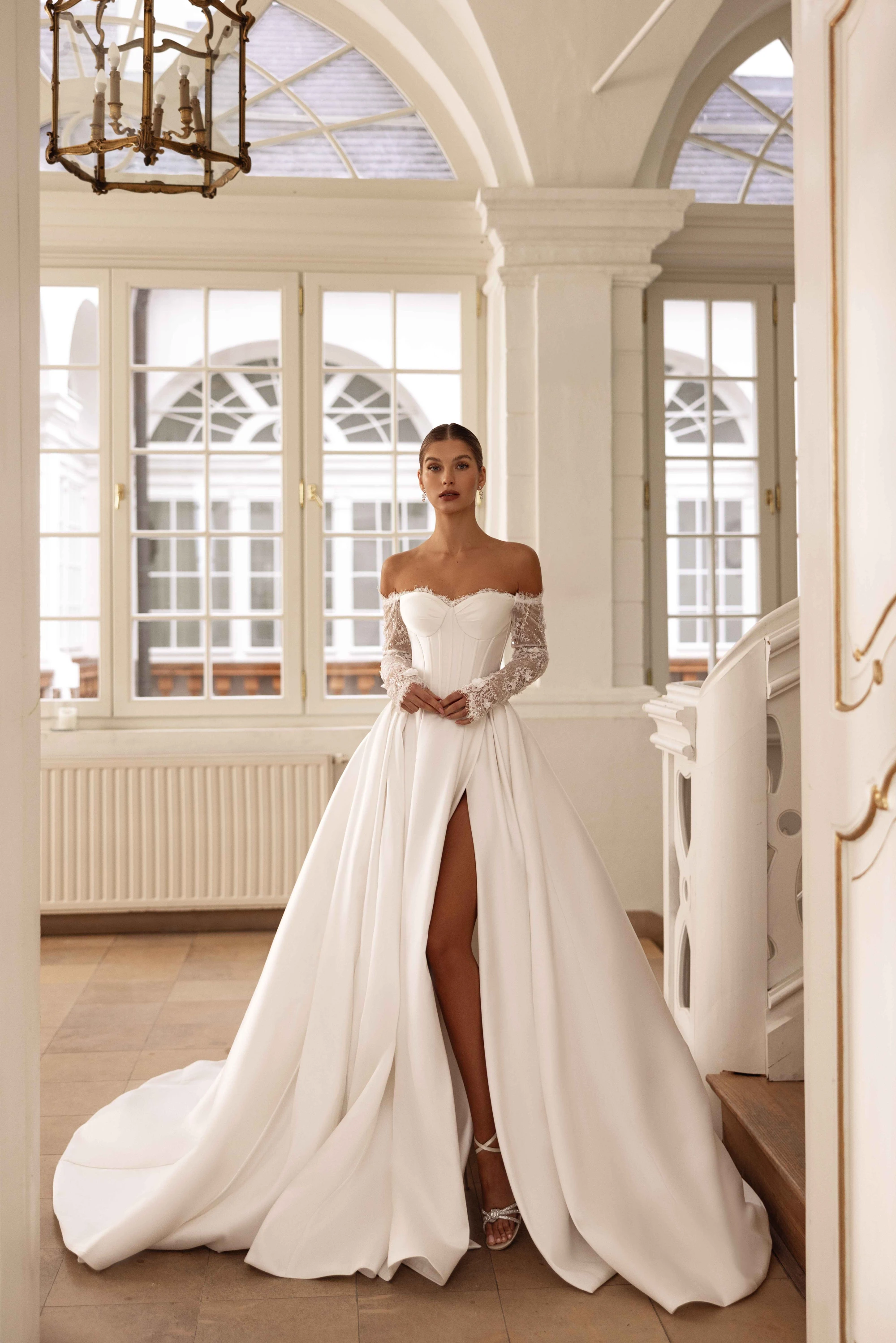 Атласное свадебное платье Vestidos De Novia Princesas Elegante Кружевное бальное платье в стиле манга Larga Платья для невесты на заказ Hochzeitskleider