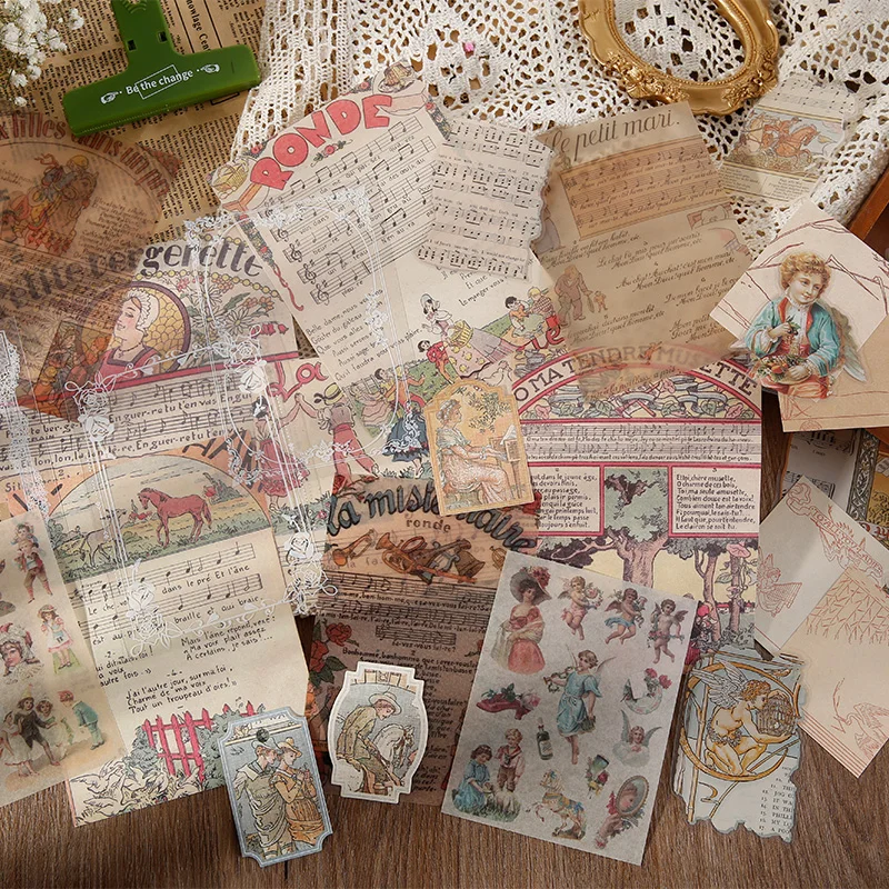 Shanbu 30Pcs Retro Material Paper Pack Various Material Handbook Collage Background Deoc Bullet Journaling Creative Junk Album