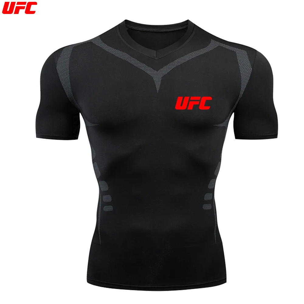 UFC Бокс Тренажерный зал Мужская облегающая спортивная одежда Фитнес Бег Облегающая боевая футболка Спортивные быстросохнущие футболки Мужские