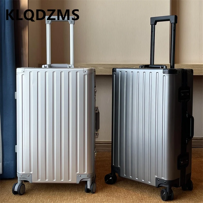 KLQDZMS Чемодан на колесах Полностью алюминиевый магниевый сплав Посадковая коробка Мужской деловой чемодан на колесиках 20 