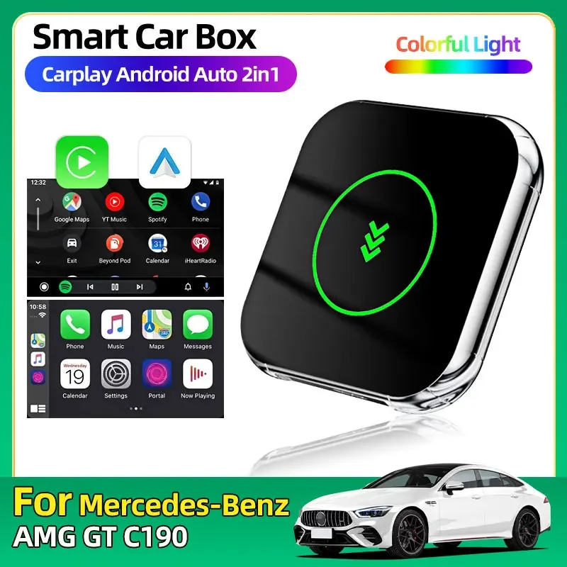 Новый модный автомобильный Стайлинг Android 13, Carplay AI Box, беспроводной адаптер Carplay, автомобильные аксессуары Android для Mercedes-Benz AMG GT C190