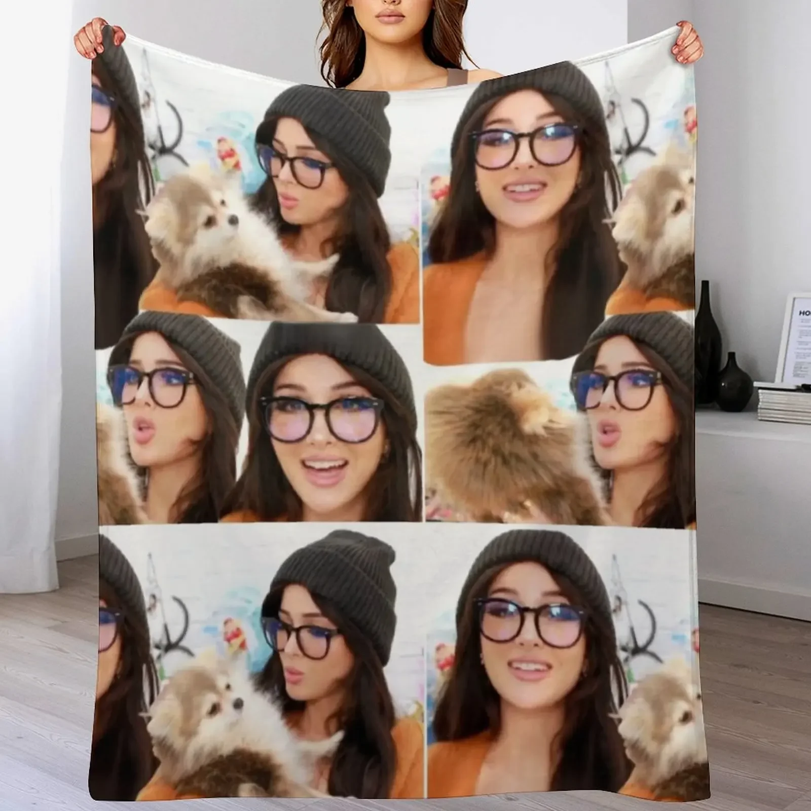 Sssniperwolf уютное одеяло с коллажем, милое клетчатое индивидуальное подарочное термобелье для путешествий, плед на диване, одеяла