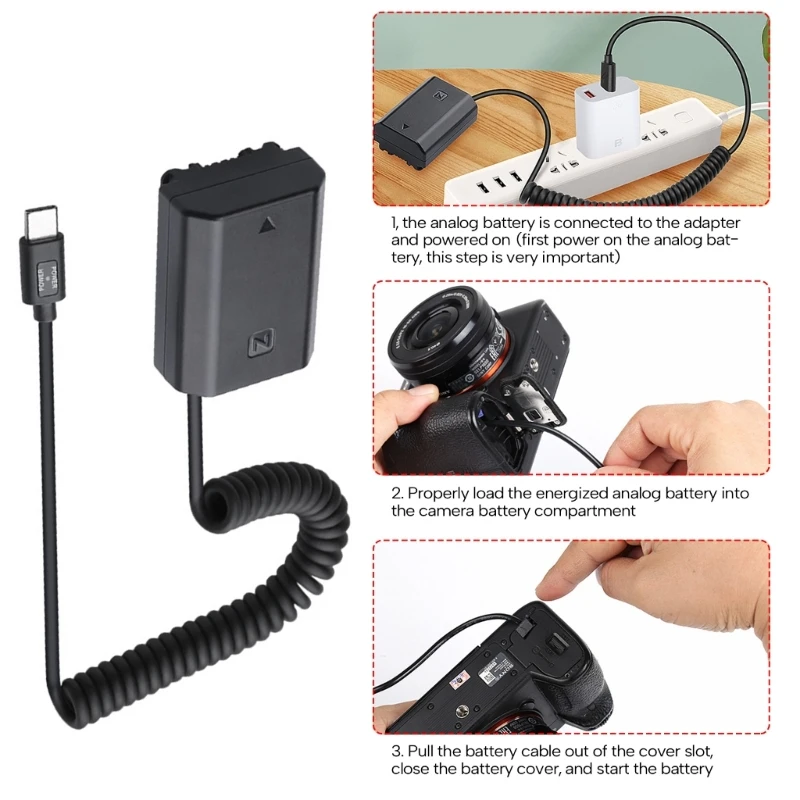 Фото FZ100 Адаптер питания от фиктивной батареи USB Type-C PD Триггеры Имитация батареи X3UF №3