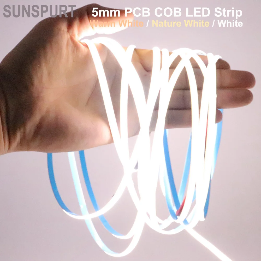 5mm FOB COB LED Strip Light 12V / 24V Super Fine Thin Linear Flexible LED Bar Ribbon Tape for Room Decor Lights House Night Lamp
