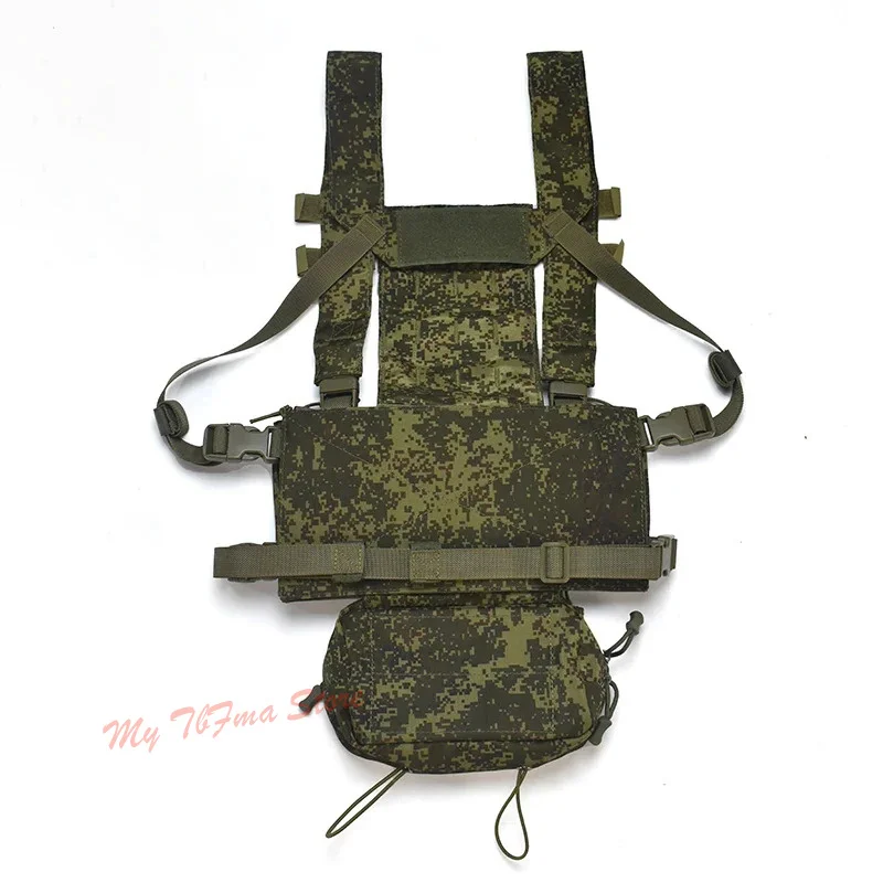 Фото Русский цифровой камуфляжный легкий тактический нагрудный жилет EMR MOLLE D3 с подвесным чехлом для аксессуаров на груди №3
