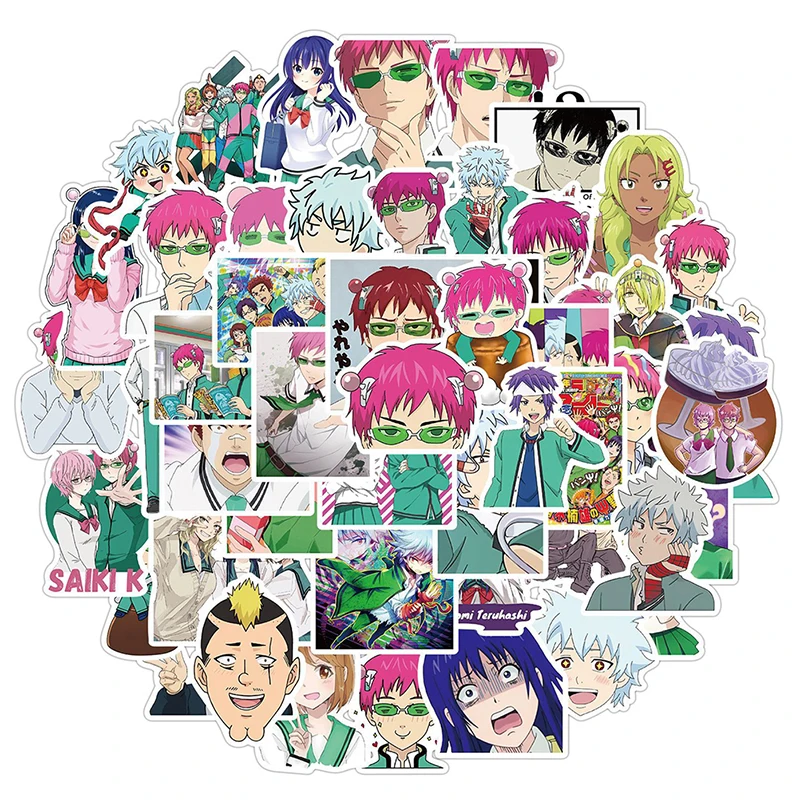 Наклейки Saiki Kusuo no sai-nan для ноутбука, скейтборда, 50 шт.