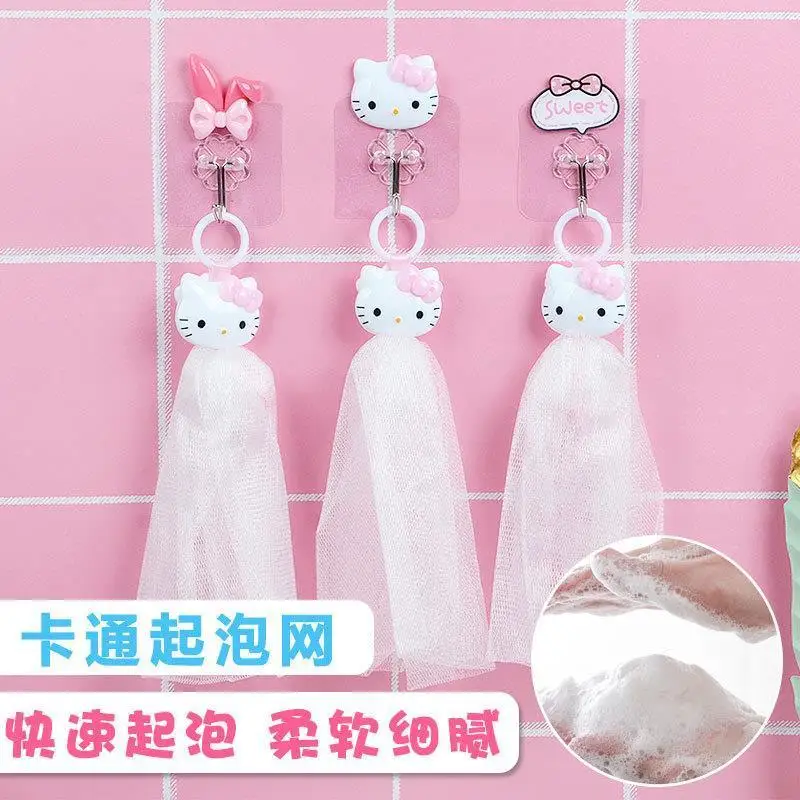 Фото Sanrio Hello Kitty Bubble Net, милое мультяшное очищающее средство для лица, пенящаяся сетка, очищающая пенная сетка для мыла, милое сердце девушки, кавайный подарок №2