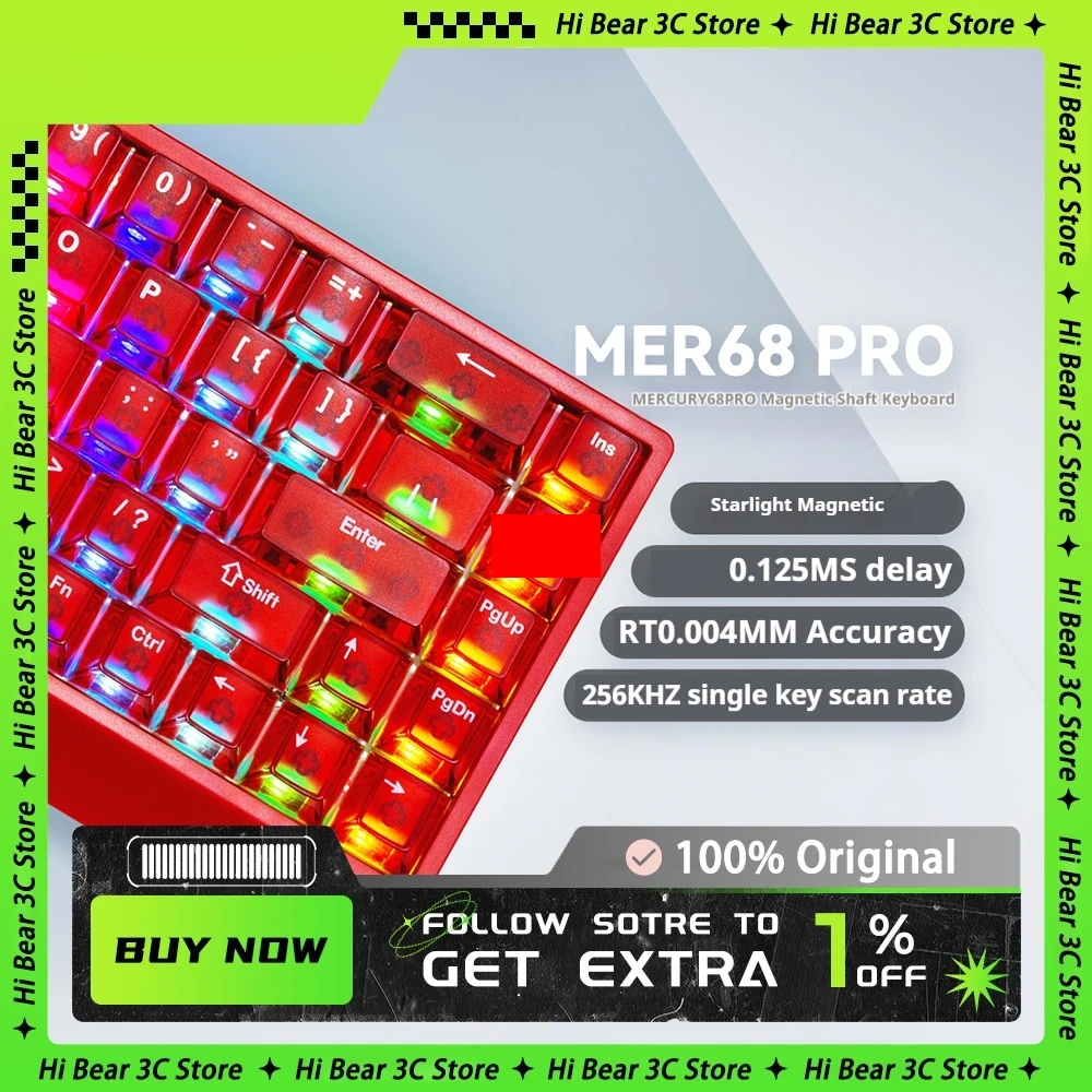 Магнитный переключатель CAROTMAS Mer68pro для игровой клавиатуры с эффектом Холла, быстрый триггер с частотой отката 0,125 мс и точностью 0,004 мм